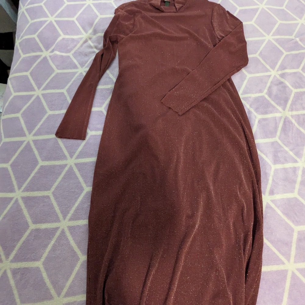 Wild Fable Shimmering Maroon Long Sleeve Dress